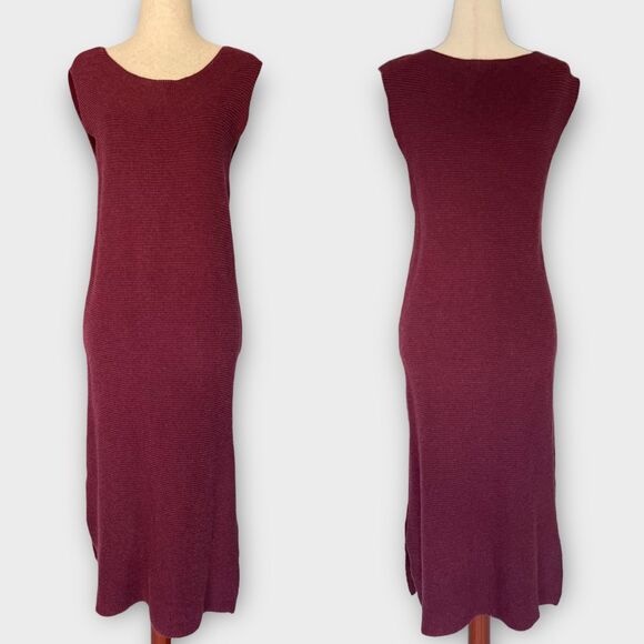 Max Studio Crochet Knit Sleeveless Midi Dress Women's Size Small Burgundy Maroon - Picture 1 of 10